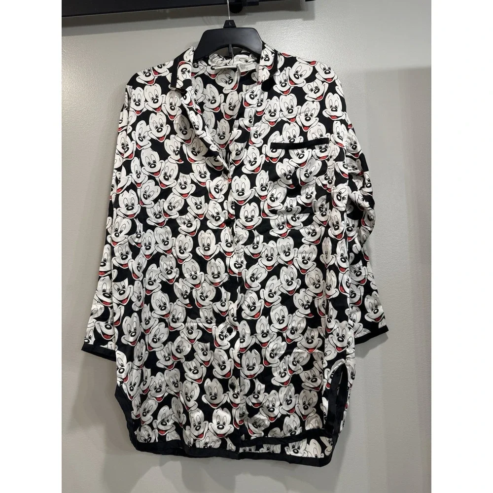 Walt Disney World WDW Silk Mickey Mouse All Over Print Nightgown Nightshirt S‎ - Picture 2 of 7